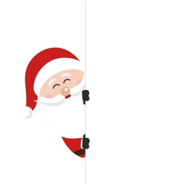 Santa behind board isolated background イラスト素材