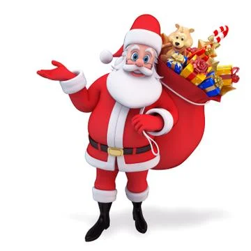 Santa with big gift box Stock Illustration