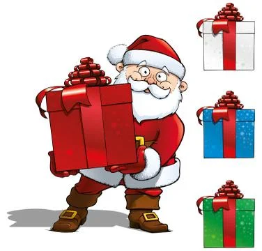 Santa with Big Gift Stock Illustration