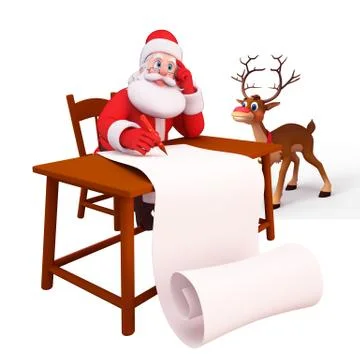Santa with big gift list Stock Illustration
