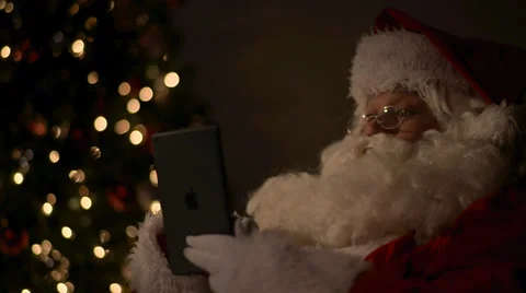 Santa Black Tablet Close Stock Footage 31621291