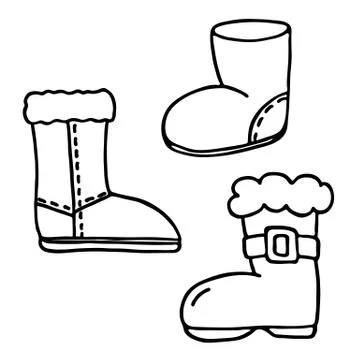 Santa boot icons set Stock Illustration