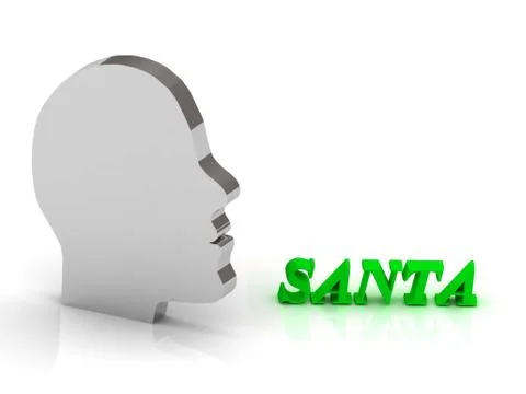 SANTA - bright color letters and silver head mind on a white background Stock Illustration