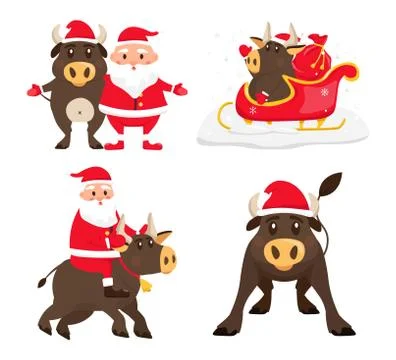 Santa Bull Set Stock Illustration