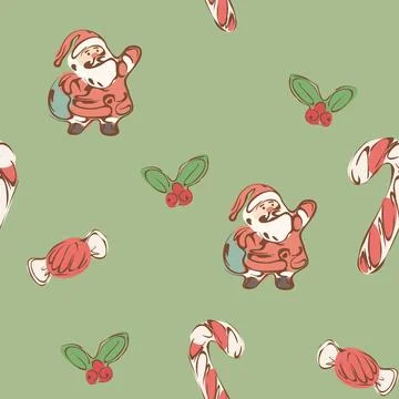Santa Candy Seamless Christmas Pattern Stockillustratie