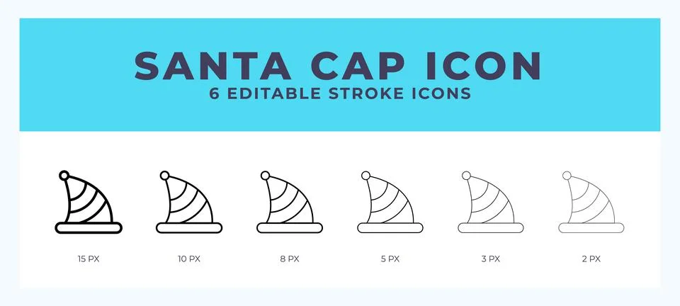 Santa cap icon set with different stroke. Design elements for logo. Vector .. Illustrazione stock