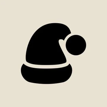 Santa cap icon simple flat style Christmas symbol Stock Illustration
