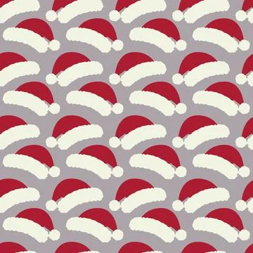 Santa caps Seamless pattern. Christmas or New Year greeting wallpaper or Stock Illustration