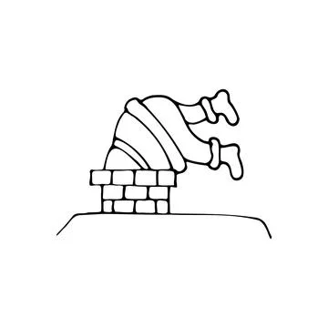Santa in the chimney doodle Stock Illustration