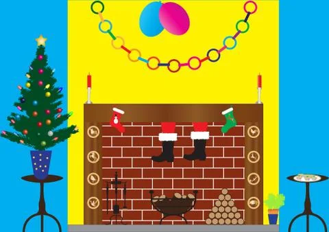 Santa in chimney Stock Illustration