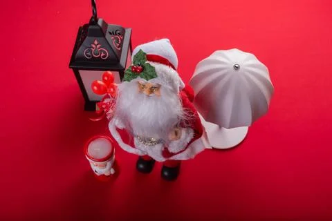 Santa with christmas decor elements Stock Photos
