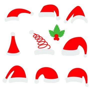 Santa christmas hat vector illustration. Red santa top hat isolated on white  Stock Illustration