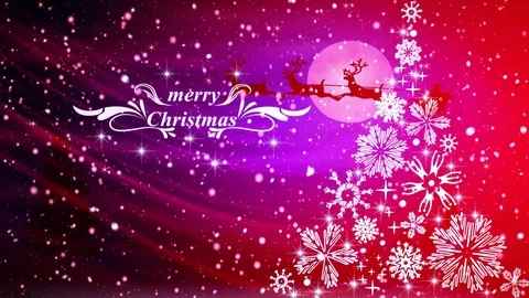 Santa Christmas tree animation, winter snowing background Stock Footage 80998286