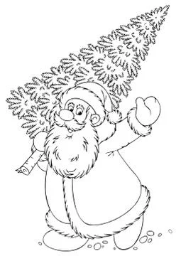 Santa with a Christmas tree Stock Illustration