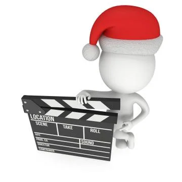 Santa with cinema clapperboard. Illustrazione stock
