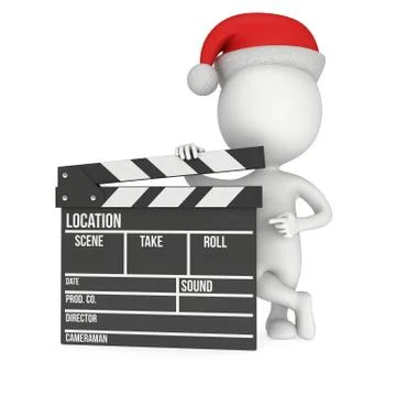 Santa with cinema clapperboard. 스톡 일러스트