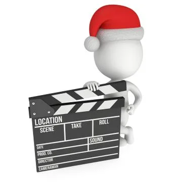 Santa with cinema clapperboard. 스톡 일러스트