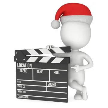 Santa with cinema clapperboard. 스톡 일러스트