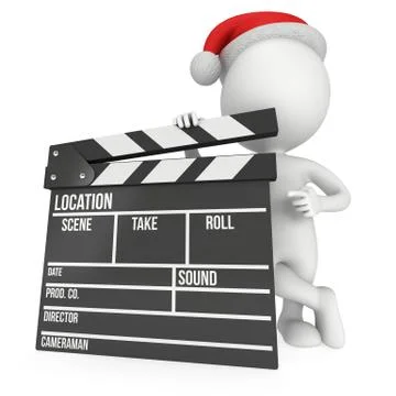 Santa with cinema clapperboard. 스톡 일러스트