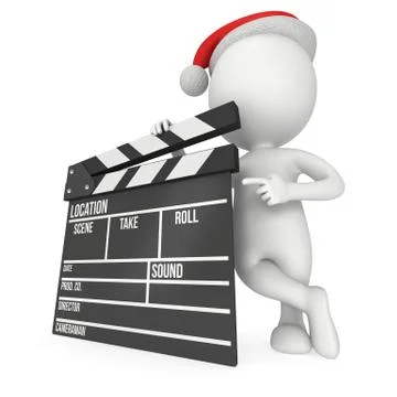 Santa with cinema clapperboard. Stock Illustration