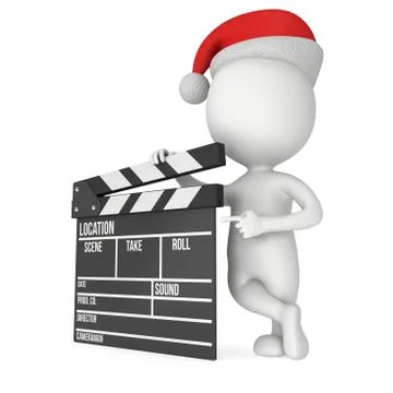 Santa with cinema clapperboard. 스톡 일러스트