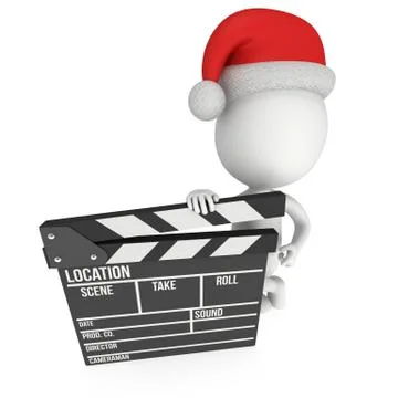 Santa with cinema clapperboard. 스톡 일러스트