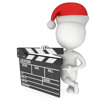 Santa with cinema clapperboard. 스톡 일러스트