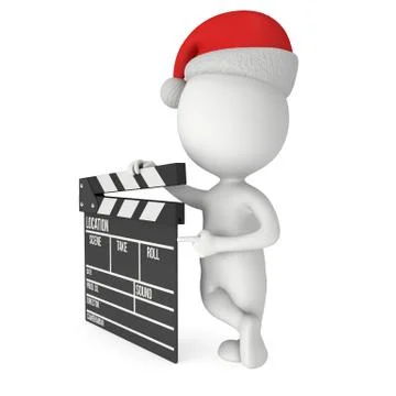 Santa with cinema clapperboard. 스톡 일러스트