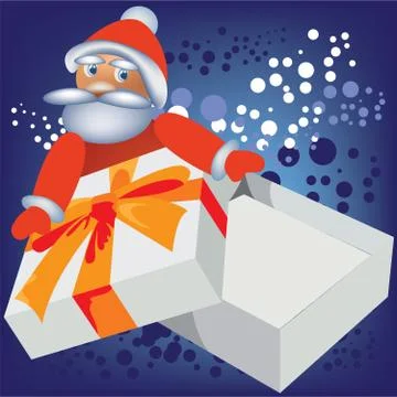 Santa Claus and empty box. Stock Illustration