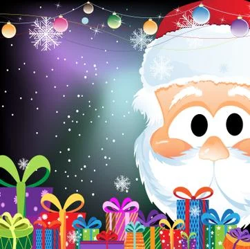 Santa Claus and gift boxes Stock Illustration