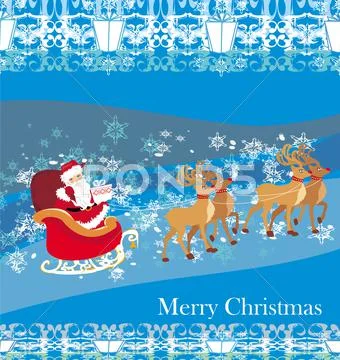 Santa claus and reindeer - abstract christmas card Stock Illustration