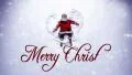 Santa Claus animation makes a Snow Angel with Merry Christrmas text HD Footage