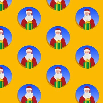 Santa Claus, background with seamless pattern, repeating vector illustration. Stock Illustration