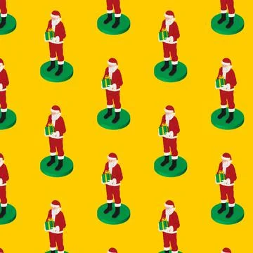 Santa Claus, background with seamless pattern, repeating vector illustration. Stock Illustration
