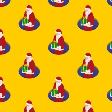 Santa Claus, background with seamless pattern, repeating vector illustration. Stock Illustration