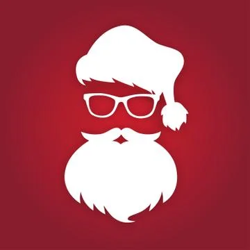 Santa Claus with beard and glasses. White silhouette. Vector illustration Stock Illustration