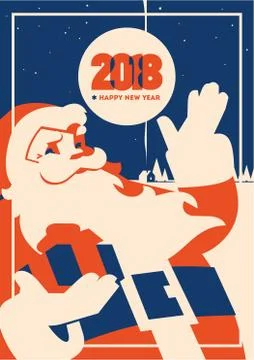 Santa claus with beard minimalistic vector illustration Stock Illustration