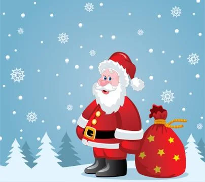 Santa claus with big sack Stock Illustration