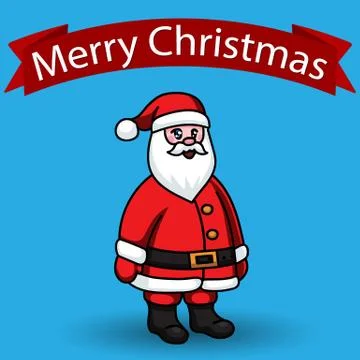 Santa Claus on blue background, flat style graphics Stock Illustration