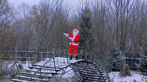 Santa Claus on the bridge Stock Footage 165898357
