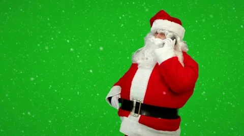 Santa claus calling by mobile cell phone 스톡 동영상 12677774