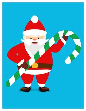 Santa Claus with a cane candy Stock Illustration