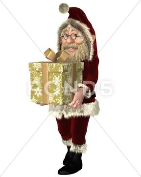 Santa Claus Carrying a Christmas Present Stock Illustration