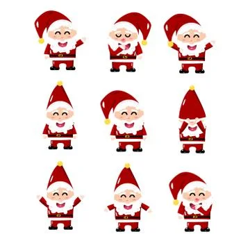 Santa Claus, cartoon vector set collection, cute style Stock Illustration