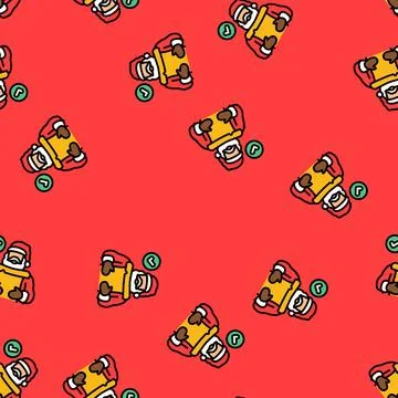 Santa claus checking his list vector seamless pattern Stock Illustration