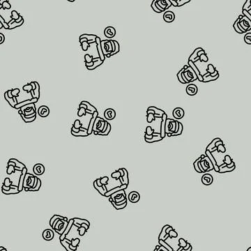 Santa claus checking his list line seamless pattern Stock Illustration