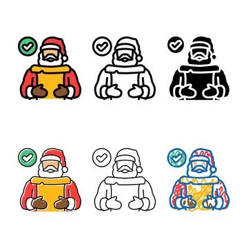 Santa claus checking his list color icon vector looks Stock Illustration