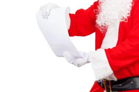 Santa claus checking his list on a pure white background Stock Photos