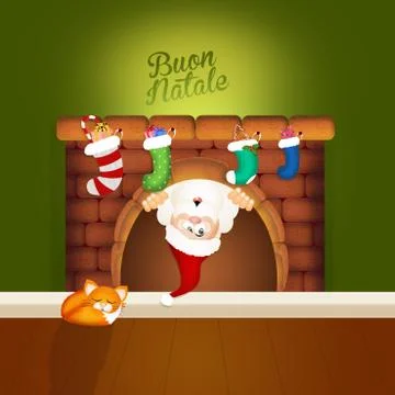 Santa Claus in the chimney Stock Illustration