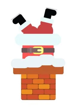 Santa Claus climbs into the chimney. vector Stock Illustration